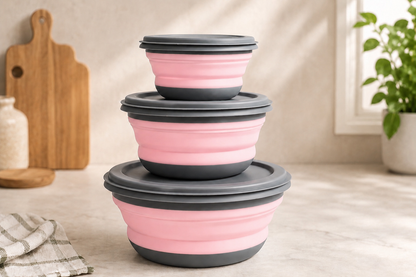 Set of 3 silicone lunch boxes with lid